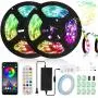 LED Strip Lights, IWVMEM 32.8ft RGB 300 LEDs SMD5050 Flexible Light, IP65 Waterproof Music Sync Color Changing Tape Lights, 24-Key Remote Control + Bluetooth APP Control, for Home Party Decoration