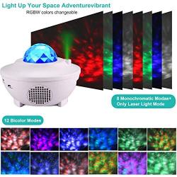 Galaxy Star Projector Starry Projector Light with 21 Lighting Modes with Remote Control& Built-in Music Player Ocean Wave Star Projector As Gifts Decor Birthday Party Wedding Bedroom Living(White)