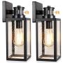 2-Pack Motion Sensor Outdoor Wall Lanterns, Upgrade Dusk to Dawn Wall Sconce, Waterproof Porch Light Fixtures Wall Mount with Seeded Glass for Entryway Doorway Garage, E26 Socket, PIR Motion Activated