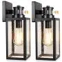 2-Pack Motion Sensor Outdoor Wall Lanterns, Upgrade Dusk to Dawn Wall Sconce, Waterproof Porch Light Fixtures Wall Mount with Seeded Glass for Entryway Doorway Garage, E26 Socket, PIR Motion Activated