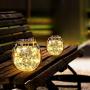 Solar Lights Hanging Outdoor 2 Pack ,Solar Laterns Decorative Hanging Outdoor,30 LED Waterproof IP65,Cracked Glass Jar Garden Light, for Court,Yard,Patio,Pathway,Halloween Christmas Day Holiday Party