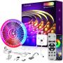 16.4ft/5M Micomlan Led Strip Lights , Music Sync Color Changing RGB LED Lights with Remote,''Smile Face''Controller and Bluetooth APP Controlled Lights for Bedroom Home Decoration