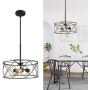 LOG BARN Chandeliers for Dining Room, Modern Drum Chandelier in Rustic Dark Silver Finish, Pendant Light Fixture for Foyer, Entryway, Hallway, 3-Light, 15.5'' Diameter