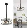 LOG BARN Chandeliers for Dining Room, Modern Drum Chandelier in Rustic Dark Silver Finish, Pendant Light Fixture for Foyer, Entryway, Hallway, 3-Light, 15.5'' Diameter