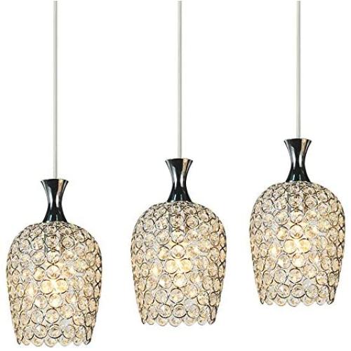 FEEKENBU Modern 3 Lights Crystal Pendant Lighting for Kitchen Island and Dining Room