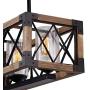 Giluta Rectangle Wood Metal Pendant Light Kitchen Island Chandelier Black Finish Rustic Industrial Chandelier Vintage Ceiling Light Fixture 5 Lights with Seeded Glass Shade (17810)