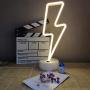 ENUOLI Neon Signs Lightning Bolt Battery Operated and USB Powered Warm White Art LED Decorative Lights with Base Night Lights Indoor for Living Room Office Christmas Wedding Party Decoration