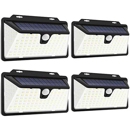 Solar Lights Outdoor 128 LEDs , WOWDSGN New Upgraded LED Solar Motion Sensor Lights ,270° Wide Angle Lighting, IP65 Waterproof Solar Security Lights for Front Door, Yard, Garage, Deck ,4Pack