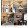 Rustic Chandelier,Classy Farmhouse Pendant Light,Vintage Iron 6-Light Orb Chandeliers, Stardust Oak Finished Pendant Lighting,Ceiling Hanging Light Fixtures for Dining Room,Bedroom,Living Room,Foyer