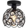 Chandelier Crystals Farmhouse Ceiling Lighting Fixtures LED Flush Mount Crystal Ceiling Light for Kitchen Black Lamp for Hallway Dining Rooms Indoor Living Rooms Bar