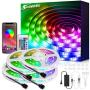 52.5FT LED Strip Lights Bluetooth,SOLMORE RGB LED Strip Music Sync Color Changing LED Lights Strips 24-Key Remote DIY Color Options LED Strip Lights APP Controlled for Bedroom Ceiling Under Cabinet