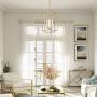 GEPOW Gold Chandelier, Modern 4-Light Foyer Chandeliers Linear Lighting Fixture for Dining Room, Stairway, Living Room, Bedroom and Entryway