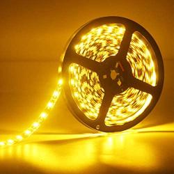 EverBright Led Strip Lights Yellow Flexible Waterproof Led Light Strips 16.4Ft 5050 PCB Black with 12V Power Supply for Home Under Cabinet Brdroom Party Stage Holiday Decoration