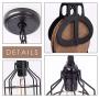 VILUXY Vintage Industrial Pulley Pendant Light with 2 Cage Shade Adjustable Black Ceiling Hanging Light Indoor Island Lamp for Dining Living Room Kitchen Hallway Foyer Farmhouse