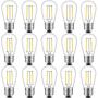 S14 LED Outdoor Edison Light Bulbs Nondimmable,for String Light Replacement, E26 Medium Screw Base,2700K 15Pack,2 Watt to Replace 11w Incandescent Bulb, Waterproof, Clear Glass