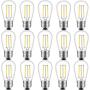 S14 LED Outdoor Edison Light Bulbs Nondimmable,for String Light Replacement, E26 Medium Screw Base,2700K 15Pack,2 Watt to Replace 11w Incandescent Bulb, Waterproof, Clear Glass