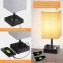 Touch Control Table Lamp, SOLMORE 3 Way Dimmable Bedside Table Lamp, with AC Outlet & 2 Charging USB Ports Fabric Shade Modern Lamp for Bedroom Office Living Room,60W Equivalent LED Bulb Included
