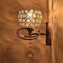 KRASTY Modern Luxury Globe Wall Sconce Metal Chrome Finished Hardwire Crystal Wall Sconces,Bedside Wall Lamp Lighting Fixture for Living Room Bedroom Bathroom