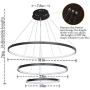 Modern LED Circle Hanging Pendant Light, Contemporary Dimmable Ceiling Chandelier with Remote Control Adjustable 3 Rings Pendant Light Fixture for Living Room Entryway Dining Room Bedroom, Black Modern LED Circle Hanging Pendant Light, Contemporary Dimmable Ceiling Chandelier with Remote Control Adjustable 3 Rings Pendant Light Fixture for Living Room Entryway Dining Room Bedroom, Black