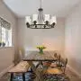 MELUCEE 8 Lights Large Farmhouse Chandelier Wagon Wheel, Industrial Island Lights for Kitchen Oil Rubbed Bronze Finish, Dining Room Lighting Fixtures Hanging
