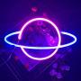 Blue Pink Color Galaxy Planet Neon Sign Light Glow in The Dark Ceiling Hanging Home Wall Party Decor,LED Hang Planets Neon Sign Create The Milky Way Atmosphere for Halloween Party