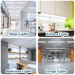 Utility LED Shop Light Fixture 2FT 4FT with Plug, Airand Waterproof Linkable LED Tube Light 5000K Under Cabinet Lighting,1800 LM LED Ceiling and Closet Light 18W, Corded Electric with ON/Off Switch