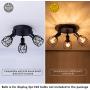 Industrial Semi Flush Mount Ceiling Light, 3-Light Multi-Directional Ceiling Light Fixtures, Vintage Black Metal Wire Cage Farmhouse Pendant Lighting for Kitchen Dining Room Hallway Porch Bedroom E26