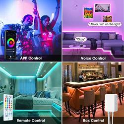 Foaxu 50ft（15m) Smart WiFi RGB Music Sync LED Strip Lights; Work with Alexa, Google Home, Remote Control and Phone App;16 Million Color Changing,Flexible Rope Lights for Bedroom,TV,Party,Festival,