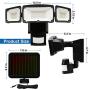 Solar Lights Outdoor, AmeriTop Super Bright LED Solar Motion Sensor Lights with Wide Angle Illumination; 1600LM 6000K, 3 Adjustable Heads, IP65 Waterproof Outdoor Security Lighting (Black)