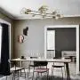 ELUZE Ceiling Light Fixture Industrial Metal Flush Mount Light Brushed Brass Ceiling Lamp with 8 Lights for Dining Room Kitchen Living Room Lighting