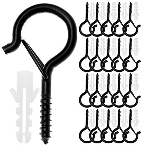 OUTCREATOR 20 Pack Q-Hanger Hooks,Wall Mount Ceiling Screw Hook,String Lights Hanger Hooks,Easy Release,Outdoor Wire and Fairy Lights,Plants,Wind Chimes,Decoration Hanging,Safety Buckle Design