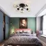 5-Light Semi Flush Mount Ceiling Light Fixture,Modern Glass Pendant Lighting,Black Chandelier for Kitchen Hallway Entryway Island Bedroom Living Room