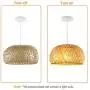 TTAototech Antique Lantern Pendant Lighting, Rattan Single Light Wicker Rattan Lamp Weaving Bamboo Ceiling Light Hanging Ceiling Lamp for Dining Room Living Room Restaurant Garden Cafe