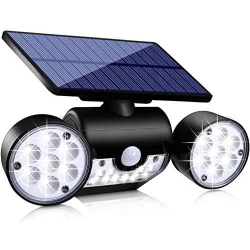 Ollivage Solar Lights Outdoor, Motion Sensor Security Lights Solar Wall Lights with Dual Head Spotlights 30 LED Waterproof 360° Adjustable Solar Motion Lights Outdoor for Garden Garage Patio, 1 Pack