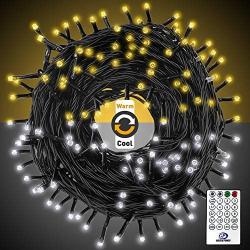 Christmas Dual Color LED String Light, 2 in 1 Cool and Warm White, Timer/Remote/Dimmable/9 Modes, Plug in , 66ft 200 LED, Indoor Outdoor Decorative Fairy Light for Bedroom, Patio, Party and More