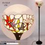Tiffany Floor Lamp Torchiere Up Lighting W12H66 Inch Stained Glass Hummingbird Lampshade Antique Standing Iron Base 1E26 Foot Switch S801 WERFACTORY Lamps Living Room Bedroom Home Office Decoration