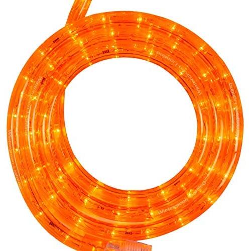 18 LED Orange Rope Light, LED Halloween Light Rope String Light Outdoor – LED Light Rope Bedroom LED Light Rope, 120V, ½ Inch, 2-Wire – Rope Light Clips and Power Cord Included