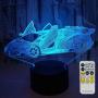 Novelty Race Car 3D Night Light 7 Colors Changing Nightlight with Smart Touch & Remote Control Optical Illusion Lamps for Kids or as Gifts for Women Kids Girls Boys