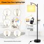 Floor Lamp for Living Room, Reading Standing Light with Arc Hanging Shade with Pedal Switch, Tall Pole Lamp for Bedroom, Office, Hotel, Study Room, Suits Mid Century Modern & Farmhouse - Pale-Yellow