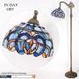Tiffany Style Floor Lamp Reading Lighting W12H64 Inch Blue Purple Clouldy Stained Glass Crystal Lampshade Antique Adjustable Arched Base S558 WERFACTORY Lamps Bedroom Living Room Beside Table Gift