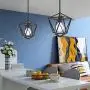 VINLUZ 1-Light Lantern Pendant Oil Rubbed Bronze Kitchen Island Light Fixtures Ceiling Hanging Lamp Metal Cage Chandeliers Adjustable Height Farmhouse Lighting Entryway Dining Rooms Bedrooms
