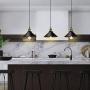 T&A Industrial Edison Kitchen Pendant Light 3-Pack Antique Brass Hanging Lighting Fixture for Dining Room Restaurant Bar(Black)