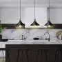 T&A Industrial Edison Kitchen Pendant Light 3-Pack Antique Brass Hanging Lighting Fixture for Dining Room Restaurant Bar(Black)