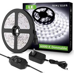 LE 32.8ft LED Strip Light, Dimmable Vanity Lights, 6000K Super Bright LED Tape Lights, 600 LEDs SMD 2835, Strong 3M Adhesive, Suitable for Home, Kitchen, Under Cabinet, Bedroom, Daylight White