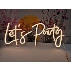 Let’s Party Neon Signs for Wall Decor, Neon Sign for Bedroom, Engagement Party,Baby Shower Decorations, Gender Reveal Sign for Decoration Warm White 23x10Inches