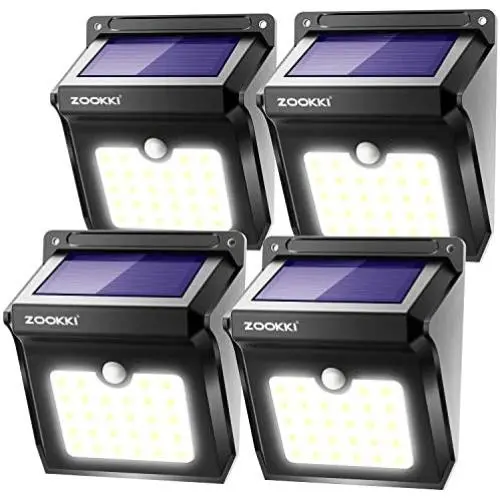 ZOOKKI Solar Lights Outdoor, 28 LED Wireless Motion Sensor Lights, IP65 Waterproof Wall Light Easy-to-Install Security Lights for Outdoor Garden, Patio, Yard, Deck, Garage, Driveway, Fence 4 Pack ZOOKKI Solar Lights Outdoor, 28 LED Wireless Motion Sensor Lights, IP65 Waterproof Wall Light Easy-to-Install Security Lights for Outdoor Garden, Patio, Yard, Deck, Garage, Driveway, Fence 4 Pack