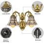 RUNNUP Elegant Tiffany Wall Sconce Iron Fence Stained Glass Adjustable Wall Light Vintage Lighting 2 Lights for Dining Room, Bathroom,Kitchen Bronze Finish