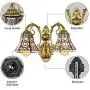 RUNNUP Elegant Tiffany Wall Sconce Iron Fence Stained Glass Adjustable Wall Light Vintage Lighting 2 Lights for Dining Room, Bathroom,Kitchen Bronze Finish