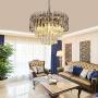 Q&S Crystal Chandelier Lighting, Modern Chrome Chandeliers, K9 Crystal Smoky+Clear, 4 Lights Pendant Light Ceiling Light Fixture For Dining Room, Living Room, Kitchen Island,W17.1''.