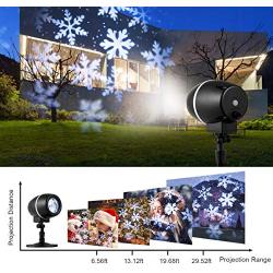 Tangkula Christmas Snowflake LED Projector Lights, Rotating Snowfall Projection with Remote Control, Outdoor Landscape Decorative Lighting for Christmas, Holiday, Party, Wedding, Garden, Patio